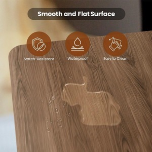 Simple natural wood color dining table <b>set</b>, five pieces, curved backrest, wood grain dining chairs, <b>waterproof</b> and - Product Image 3