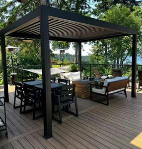 आसानी से इकट्ठे वाटरप्रूफ गार्डन बिल्डिंग मंडप मोटर चालित एल्यूमीनियम आउटडोर गैज़बो बायोक्लिमिटिक पेरगोआ - Product Image 4