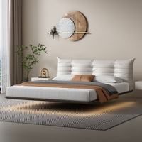Meubles de chambre à coucher en cuir italien en vente chaude, ensemble moderne de 1,8 m, lit double nordique avec rangement, revêtement en cuir de vache