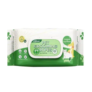 Toalhetes descartáveis Eco-friendly Pet Toalhetes Orgânicos Dog Cat Paw Ear Eye Clean Grooming Dog Wet Wipes OEM Sustentável