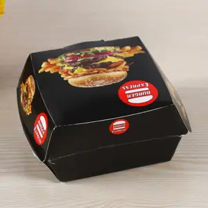 カスタムマクドナルドのサイズ食品グレードの印刷されたクラムシェル段ボールクラフト紙バーガー梱包箱段ボールハンブルクボックス