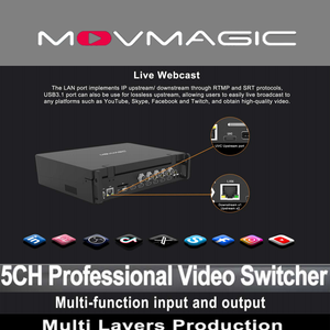 Commutateur vidéo SDI 5 canaux, Movmagic MF10S, entrée 4K60P, contrôle multi-caméras PTZ, commutateur de diffusion professionnel - Product Image 4