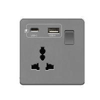 Prise murale USB-C de type C 18W blanche, charge rapide, Royaume-Uni 13A, prise électrique avec USB, prise de courant universelle à 5 broches