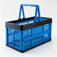 Panier de rangement pliable en plastique PP, panier de courses ventilé avec poignée pour supermarché, pique-nique, maison, panier réutilisable