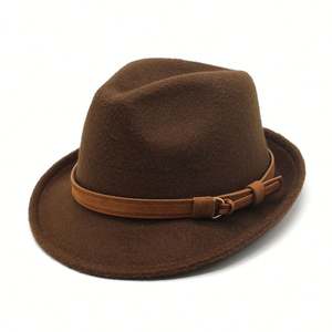 Chapeau Fedora de style vintage britannique <span class=keywords><strong>2023</strong></span> pour hommes, petit rouleau, large bord, design simple pour les fêtes, décontracté, extérieur et sport - Product Image 1