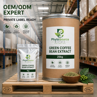 Extrait de Grains de Café Vert en Poudre, Extrait Végétal avec 50% d'Acide Chlorogénique, Qualité Alimentaire, en Bouteille