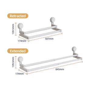 رف منظم للشبشب مثبت على الحائط للحمام ، حامل أكواب شفط مزدوج الطبقات ، رف مناشف - Product Image 5