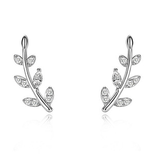 Orecchini a Perno a Forma di Foglia per Donne, Brillanti Orecchini Botanici, Gioielli di Moda per Uso Quotidiano - Product Image 6