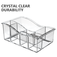 Organisateur de pinceaux de maquillage multi-compartiments en acrylique transparent PMMA, design ondulé, pour coiffeuse - Modèle OEM pour entrepôt