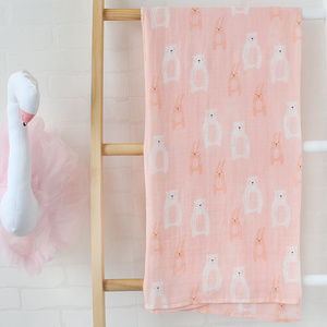 Populaire rose <span class=keywords><strong>coton</strong></span> wrap ensemble gots certifié bio <span class=keywords><strong>mousseline</strong></span> thermique nouveau-né hôpital bébé couverture de langes - Product Image 3