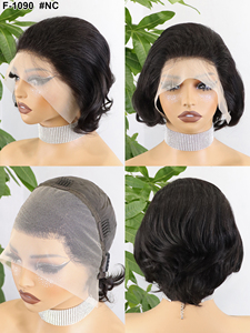 F1090 13x4 para Pixie Peluca rizada corta Extensiones de cabello humano para trenzas Bob - Product Image 6