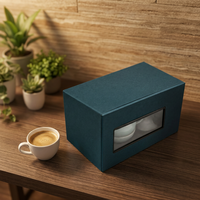 Coffret Cadeau de Luxe Écologique pour Service à Thé avec Fenêtre Double Face et Emballage Personnalisé en Carton Rigide Gris pour Cadeaux de Thé Haut de Gamme