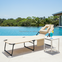 Chaise longue pliable portable en tissu Oxford pour l'extérieur, la terrasse, le bord de la piscine, avec un oreiller pour le visage