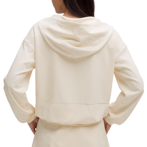 เสื้อฮู้ดผู้หญิงเนื้อผ้านุ่มสบายสำหรับฤดูใบไม้ผลิ ผ้าฝ้าย 100% ODM ระบายอากาศได้ดี ผ้าฟลีซ มีกระเป๋าสองด้าน ทรงหลวม เหมาะสำหรับโยคะ - Product Image 2