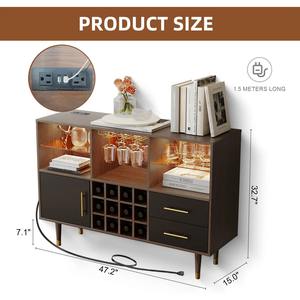 Mobile Bar Moderno in Legno con Pannelli, Ecologico, con Illuminazione LED, Stazione di Ricarica e 5+ Scomparti, Autoportante, MOQ 300 - Product Image 4