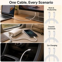 Câble USB-C tressé 1M 2M 60W à charge rapide et synchronisation des données pour iPhone 15 16 17 iPad Ordinateur portable Samsung
