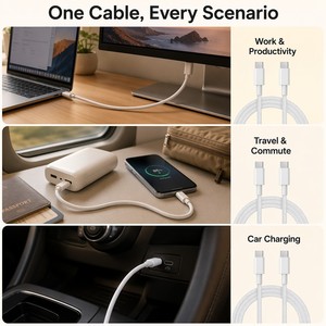 Cavo USB C a USB C Intrecciato 1M 2M 60W per Ricarica Rapida e Sincronizzazione Dati per iPhone 15 16 17 iPad Laptop Samsung - Product Image 5