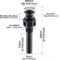 Siphon d'évier anti-insectes escamotable en acier inoxydable SUS304 noir mat pour salle de bain, cuisine, buanderie