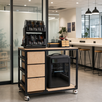 Table d'impression mobile en profilé aluminium, personnalisable, avec armoire de présentation pour imprimante et étagère de rangement en panneau marin