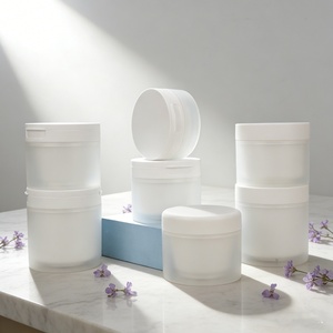 JT Plastic PP Cosmetic Jars White Cream Jar with Flip Top <b>Cap</b> Facial Body <b>Scrub</b> Toner Cotton Pads Container with Tweezer Spoon - Product Image 6