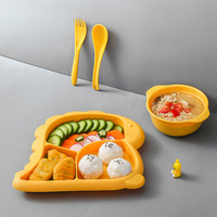 Nouvelles assiettes divisées pour bébé en silicone sans BPA, mignonnes, à thème de dinosaures, pour l'alimentation et les repas