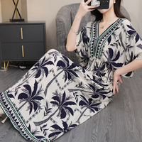 Robes vietnamiennes et thaïlandaises à manches courtes en coton et soie, col en V, style national