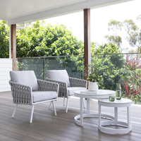 Ensemble de tissage de corde en aluminium Mobilier d'extérieur pour patio Chaise de jardin Terrasse Balcon Sofas d'arrière-cour Salon extérieur Groupe de sièges