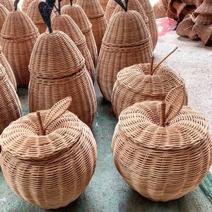 Cesta de Mimbre Tejida a Mano con Diseño en Forma de Manzana, Cesta Contenedora de Alta Venta para Organización - Product Image 4