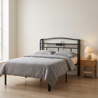 Cadre de lit en métal pliable, portable et extensible de qualité supérieure avec tête de lit intégrée pour hôtel et appartement