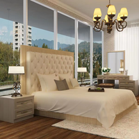 Ensemble de meubles de chambre en bois de luxe personnalisé, comprenant armoire modulaire, lit king size, coiffeuse, table de chevet et meuble TV, pour entrepôt et appartement