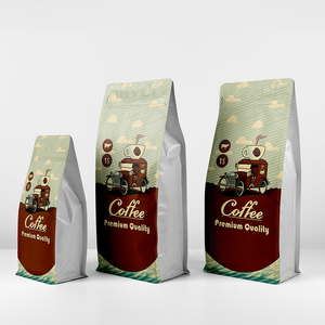 Kustom dicetak ritsleting persegi Ziplock Mylar kacang sisi Gusset kantong bawah datar dengan katup berdiri kemasan kantong kopi - Product Image 6