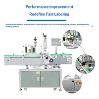 Équipement d'emballage industriel automatique pour l'application d'étiquettes adhésives sur bouteilles rondes et plates double face, machine d'étiquetage auto-adhésive