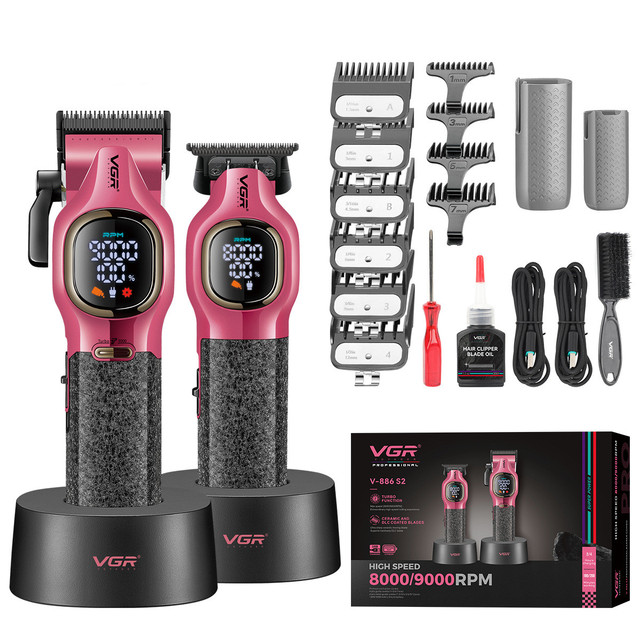 VGR V-886 S2 Ceramic Blade 9000RPM Motor Hair Clippers Salon Professional Hair Trimmer Cordless for Stylists and Barbers Trimmer