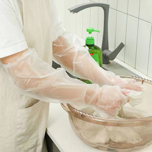 Restaurant Cuisine BBQ <span class=keywords><strong>Gants</strong></span> alimentaires écologiques Sécurité à manches longues jetables <span class=keywords><strong>Long</strong></span> Arm PE CPE <span class=keywords><strong>Gants</strong></span> - Product Image 5