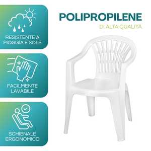 Juego de comedor con mesa ovalada y 6 sillas de plástico blancas con orificio para sombrilla, apilables, con reposabrazos, muebles de patio - Product Image 4
