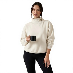 Oversized <b>Mock</b> <b>Neck</b> <b>Top</b> Women Warm Cozy Relaxed Fit Loose Outline Comfortable Everyday Wear Modern Trend Clothing - Product Image 1