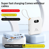 Chargeur portable coloré 20000mAh avec 2 câbles intégrés, charge rapide PD 22.5W, durable, personnalisable, batterie externe pour cadeau et promotion
