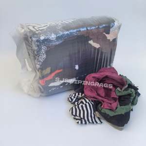 Trapos de camiseta reciclados de colores mixtos, 10 kg, 100% algodón, paños de limpieza para uso industrial - Product Image 1