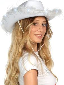 Accessorio per Addio al Nubilato SOLPOP, Occhiali a Forma di Cuore Luminosi Disco, Cappello da Cowgirl con Piume per Ragazze - Product Image 5