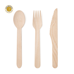 Cucchiaio per posate in legno biodegradabile OOLIMA cucchiai di legno piccoli posate in legno coltello usa e getta forchetta cucchiaio tagliacapelli usa e getta all'aperto - Product Image 2