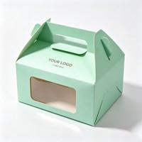Individuelles Logo Faltbares Design Tragbare Kuchenbox Kleine Geschenkbox für Geburtstagsfeiern Gebäckverpackung Kuchenbox mit Griff