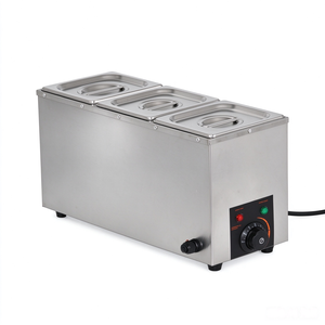 Baño María Eléctrico de Encimera con 3 Recipientes, Calentador de Alimentos Comercial de Acero Inoxidable, Calentador de Sopa para Restaurantes de Té de Burbujas - Product Image 1