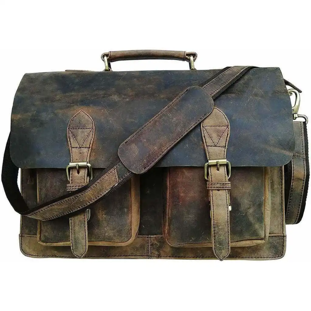 Eco-friendly Vintage Retro Buffalo Leather Briefcase Durable Bag Working Bag Leather for Men and Fashion Men