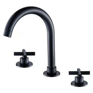<span class=keywords><strong>Robinet</strong></span> de lavabo double poignée Bronze, Style européen, ancien <span class=keywords><strong>noir</strong></span> mat, <span class=keywords><strong>robinet</strong></span> de lavabo pour la salle de bains - Product Image 1