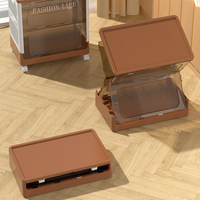 Caja de Almacenamiento Plegable de Plástico para Ropa/Ropa de Cama WANUO, Caja de Almacenamiento de Plástico Visible con Ruedas Universales
