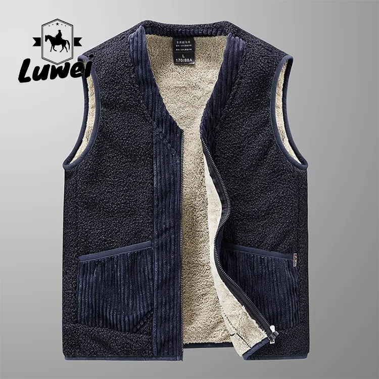 2022 Street Style Custom Utility Clothes Knit Homme Utility Cargo Thick Polar Fleece Men Dress Vest with Pockets