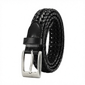 Cinturón de Cuero Italiano Personalizado para Hombre, Cinturón Trenzado de Moda, Hebilla de Aleación Resistente, Material de Cuero Vacuno, 110 cm - Product Image 1