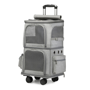 YOUME fabrika toptan siyah gri mavi pets seyahat çantaları yüksek kapasiteli <span class=keywords><strong>Pet</strong></span> arabası taşıyıcı geniş çift katmanlı evcil hayvan taşıyıcı - Product Image 6