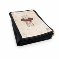 Porte-menu accordéon A4 en PVC, 10/12 plis, pour restaurant, avec coins dorés, logo personnalisé disponible