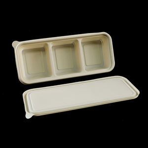 Congélateur à <span class=keywords><strong>micro</strong></span>-ondes jetable biodégradable japonais Boîte d'emballage déjeuner à emporter amidon de maïs 3 compartiments Conteneur alimentaire Togo - Product Image 6